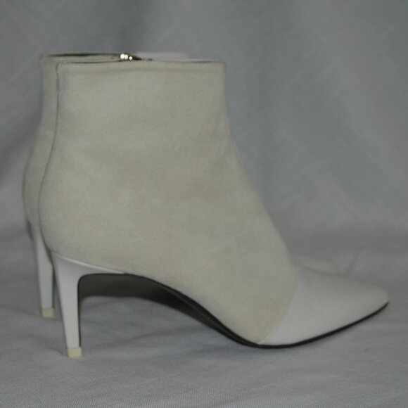 Sz 37.5 7 Rag & Bone Winter White Leather Suede 2.75" Heels Ankle Boots - Picture 5 of 7